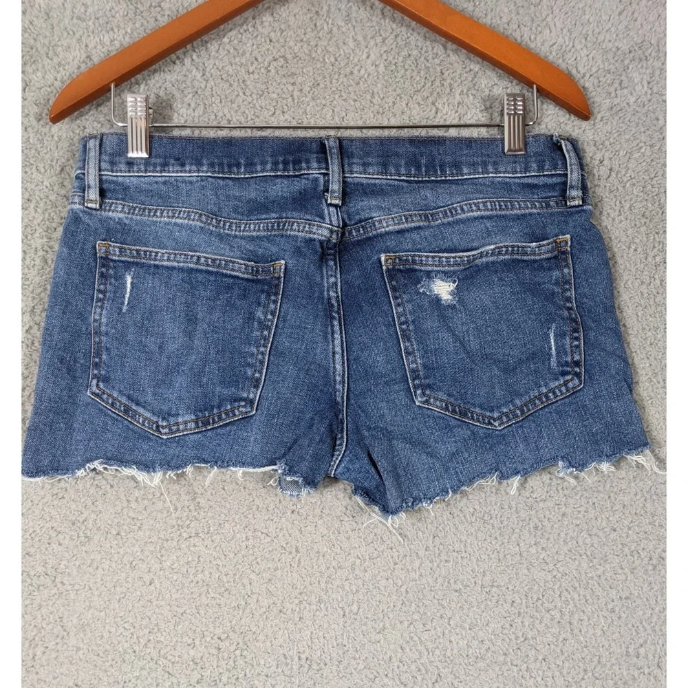 GAP Denim Short Womens 28P Blue Stretch Distressed Frayed Hem Indie Festival Y2K